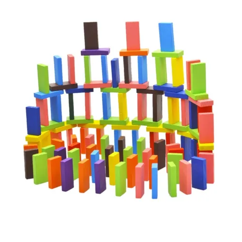 Image of Toyshine 120 Pcs 12 Color Wooden Dominos Blocks Set, for Kids Board Game Educational Play Toy, Domino Racing Toy Game