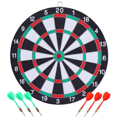 Image of Toyshine Wooden Double Sided 12 inch Dart Board Family Game Set with 4 Steel Tip Needle for Kids and Adults (SSTP) - B