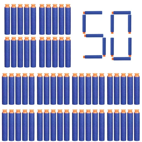 Image of Toyshine 50 Pcs Foam Dart Bullets, Soft Suction Darts, Blue