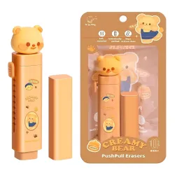 Toyshine Cute Teddy Push-Pull Eraser for Kids | Cartoon Bear Design with Smooth Rubber with 1Refill Eraser | Fun School Stationery for Writing & Drawing | Ideal for School, Home Birthday Ret...