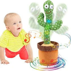 Toyshine Dancing Cactus Toy | Talking, Wriggle Singing Mimicking -Repeat What You Say with LED - B
