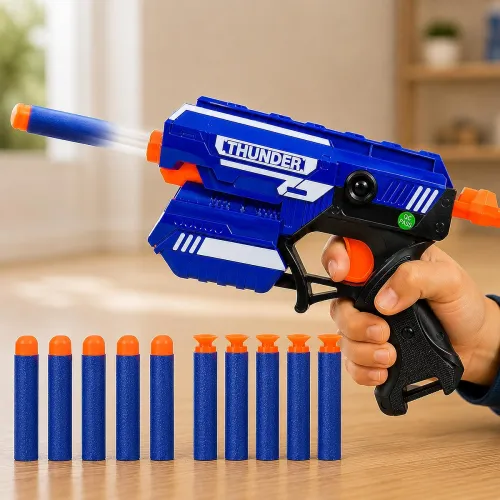 Image of Toyshine Foam Blaster Gun Toy, Safe and Long Range, 10 Bullets - Multicolor