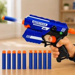 Toyshine Foam Blaster Gun Toy, Safe and Long Range, 10 Bullets - Multicolor