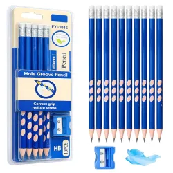 Toyshine HB Pencils with Sharpener & Pencil Cap Set