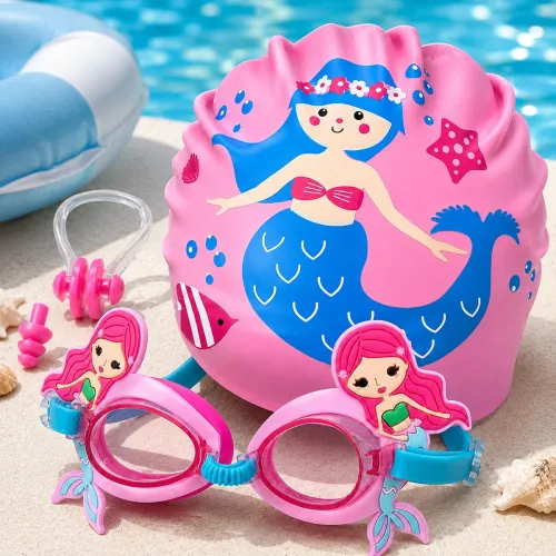 Image of Toyshine Kids Mermaid Swim Goggles & Cap Kit (Age 3-12)