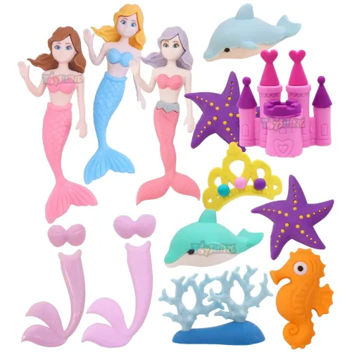 Image of Toyshine Mermaid Princess Castle Erasers (Pack of 13)