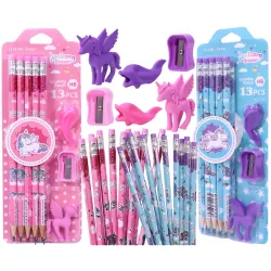 Toyshine Pack Of 26 Unicorn Stationary Set-20 Pencils,2 Erasers,2 Sharpner,Birthday Party Return Gift Party Favor For Ki