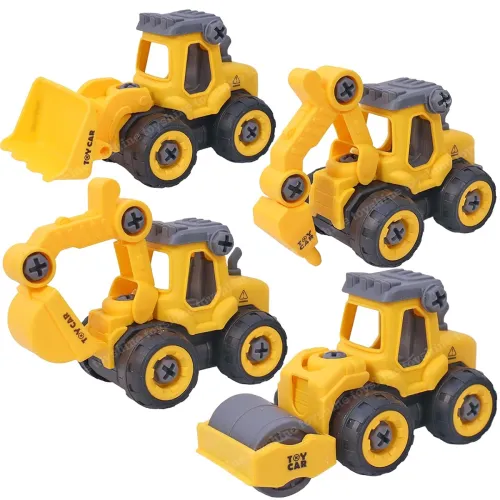 Image of Toyshine Take Apart Toy 4 Pack - DIY Construction Engineering Car Toy Set Kids STEM Sand Toys for Toddlers Age 3-5, Buil