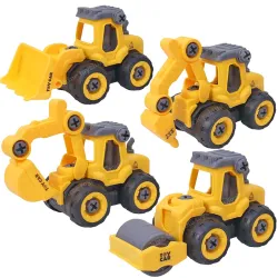 Toyshine Take Apart Toy 4 Pack - DIY Construction Engineering Car Toy Set Kids STEM Sand Toys for Toddlers Age 3-5, Buil