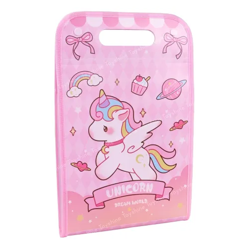 Image of Toyshine Unicorn Theme 12 Pocket Expanding File Folder Waterproof Vinyl Document Folder Mesh Organizer Bag A4 Size Butto