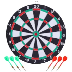 Toyshine Wooden Double Sided 12 inch Dart Board Family Game Set with 4 Steel Tip Needle for Kids and Adults (SSTP) - B