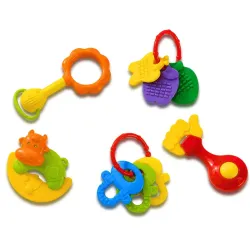 TOYTALES Tinny Tot Baby Rattles Set for Newborn Babies, 5 Pcs