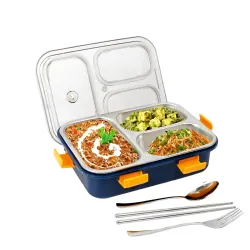 TOYTASTIC 3 Compartment Steel Lunch Box | 750ml | Leak-Proof