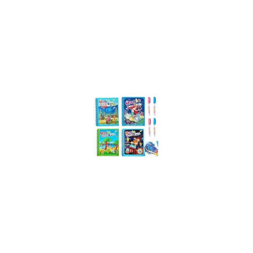 Image of Toytonic 4-Pack Water Magic Coloring Books with Refillable Pens - No-Mess Water Reveal Activity Book Set for Kids - Reus