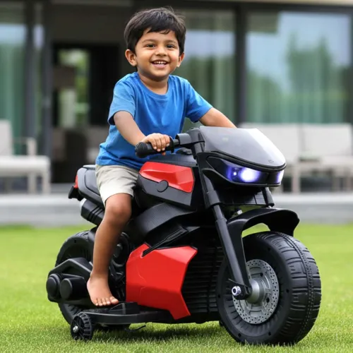 Image of Toyzone Charlie Mini Electric Bike (Red) | 6V Rechargeable Bike with 4.5Ah Battery | LED Lights, Music | Smooth Accelera