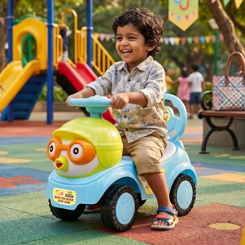 Image of Toyzone Impex Pvt Ltd Toyzone Duck Pilot Baby Ride on - Blue