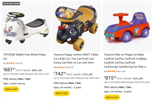Image of TOYZONE Rideons upto 73% Discount
