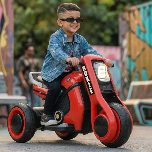 Image of Toyzone Roxie Kids Electric Bike (Red) | Rechargeable Bike with 6V 4.5Ah Battery | MP3/USB/BT Music & LED Lights | Smoot