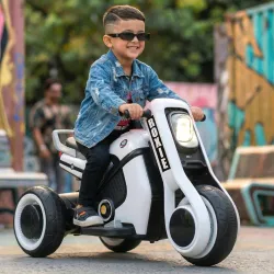 Toyzone Roxie Kids Electric Bike (White) | Rechargeable Bike with 6V 4.5Ah Battery | MP3/USB/BT Music & LED Lights | Smo