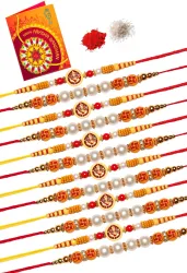 TR Designer G3-6,R6-6 Assorted Rakhi Set (12 Rakhi, Roli & Chawal, Greeting Card)