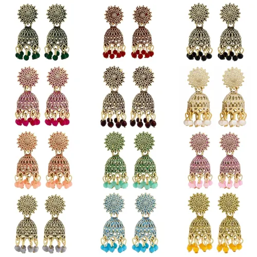 Image of Jhumkas for women traditional Earrings For Women sun flower Design Traditional Drop Jhumke For Women Girls Love Gifts 12