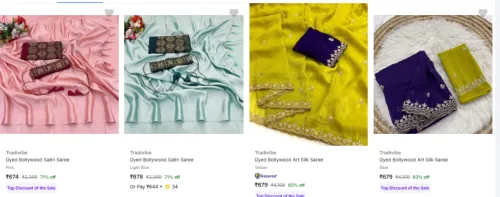 Image of Tradivibe Women's Sarees at minimum 71% Discount