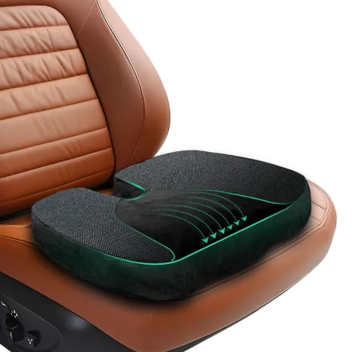 Image of Trajectory Car & Chair Seat Cushion | Memory Foam Cushion with Coccyx Tailbone Cutout | Relieves Lower Back, Hip, Tailbo