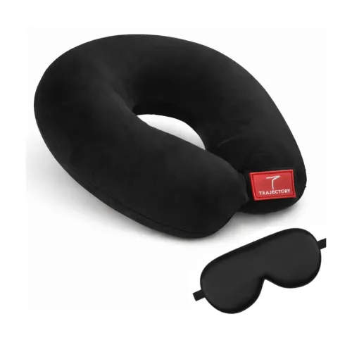 Image of Trajectory Travel Neck Pillow with Eye Mask – Black