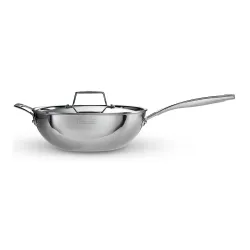 TRAMONTINA Aeion Triply 26cm / 3.7 L Wok with SS304 Lid Stir-Fry | Saute | Noodles | Fried Rice | Induction Friendly | S