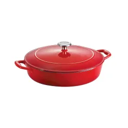 TRAMONTINA Bestow Enameled Cast Iron Braiser 3.8L with Lid | Casserole Pan | Shallow Dutch Oven | Even Heat Retention | 