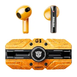 Transformers TF-T80 Bluetooth True Wireless Earbuds with Noise Cancelling in-Ear Cool HiFi HD Calling Dual Modes Sports Music Game Long Endurance Earphones - Yellow Bumblebee