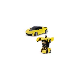 Transforming Robot Car Toy for Kids| Crash to Transform Robot Car| Friction Powered Push & Go Action| No Batteries Needed| Durable ABS Plastic Toy for Boys & Girls|Yellow