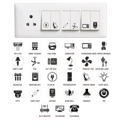 Transparent Black & White Switch ID Sticker Vinyl Labels 3-A4 Sheets for Electric Board