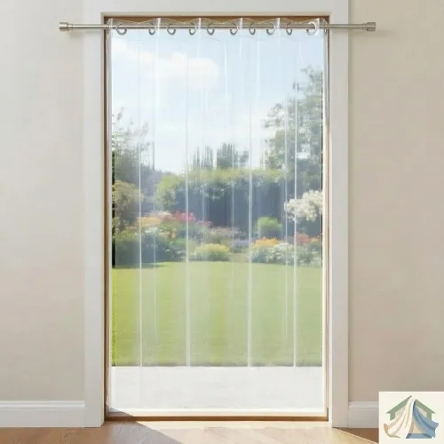 Image of Transparent PVC AC Curtain for Door 7 Feet, Pack of 1, Dustproof and Air Blocking Curtain for Home and Office