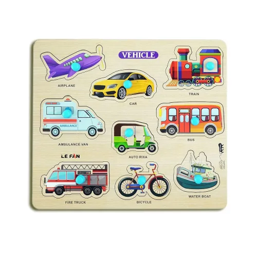 Image of Transport Wooden Puzzle for Kids 3+ - Jigsaw Puzzles for Adults, Baby Learning and Educational Toys - Board Game for 2