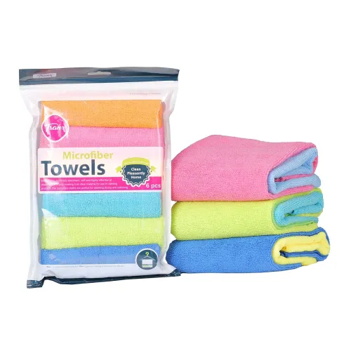 Image of TranX Microfiber Cleaning Cloth 220 GSM for Car and Home, 30cm x 35cm, (Set of 6, Multicolour)