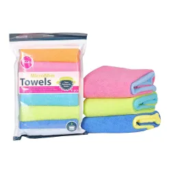 TranX Microfiber Cleaning Cloth 220 GSM for Car and Home, 30cm x 35cm, (Set of 6, Multicolour)