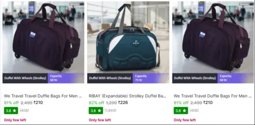 Image of Travel Duffle Bags Upto 90% Discount