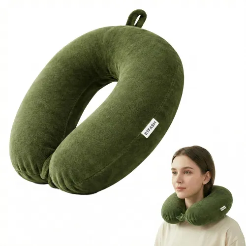 Image of Travel Neck Pillow for Men & Women | Soft Fibre Cushion for Flight, Car & Train | 