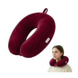 Travel Neck Pillow for Men & Women | Soft Fibre Cushion for Flight, Car & Train | Soft Velvet Fabric with Attachable Snap Strap | Cervical Support for Neck Pain Relief.Pack of 1 (Mouving Mau...