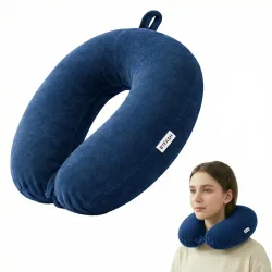 Travel Neck Pillow for Men & Women | Soft Fibre Cushion for Flight, Car & Train | Soft Velvet Fabric with Attachable Sna