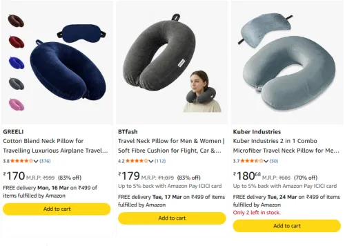 Image of Travel Neck Pillow @ Starting ₹170