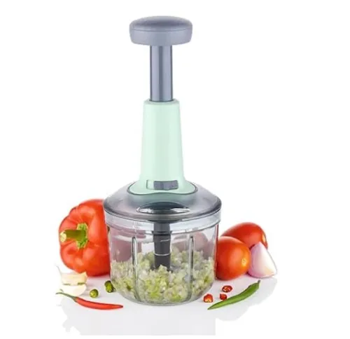 Image of Treasure Box's Manual Push Down Vegetable Chopper with 3 Stainless Steel Blades | Quick Cutter & Mixer for Kitchen