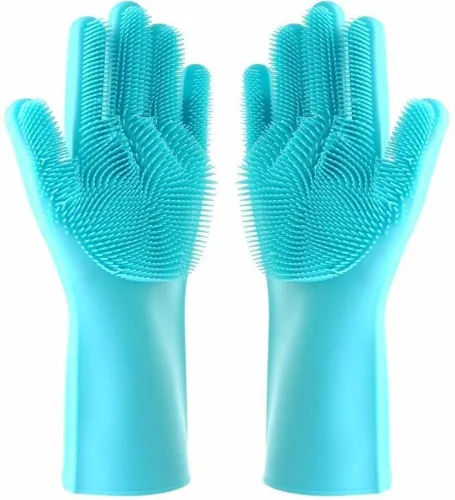Image of Trend TE-Magic Silicone Dish Washing Gloves, Silicon Cleaning Gloves, Silicon Hand Gloves for Kitchen Dishwashing and Pe