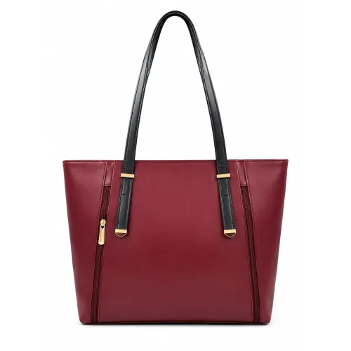 Image of Trendy Dimensions Burgundy Tote Bag 