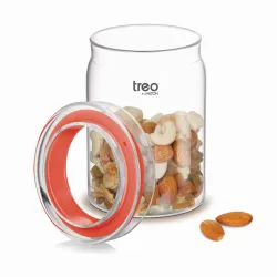 Treo By Milton Alin Jar with Glass lid, 800 ml, Transparent |Microwave Safe | Food Storage Container | Snacks, Cookies, Dry Fruits, Spices, Pickles