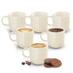 Treo by Milton Cove Ceramic Mug 200 ml I Microwave, Dishwasher Safe I 100% Food Grade I Stain, Odor Resistant I Coffee Mug, Tea Cup I Ideal for Daily use, Gifting, Set of 6, Beige