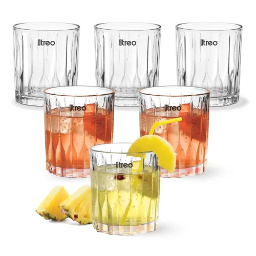 Image of Treo by Milton Linea Juice Tumbler I Premium Glass Set of 6 for Water, Cold Drink I Perfect for Home