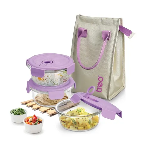 Image of Treo by Milton Lumino Fresh Glass Lunch Box (400 ml * set of 3)