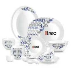 Treo by Milton Opalware Aurelia Lunis Dinner Set of 35 | Serving for 6 | Microwave & Dishwasher Safe | Bone-Ash Free | Tempered Toughness | Plates, Bowls, Spoons | Crockery Set for Dining &....